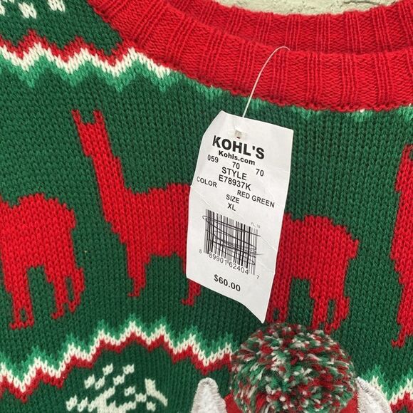 33 Degrees Sz XL Llama 3D Red Ugly & Cute Christmas Sweater - Picture 8 of 12